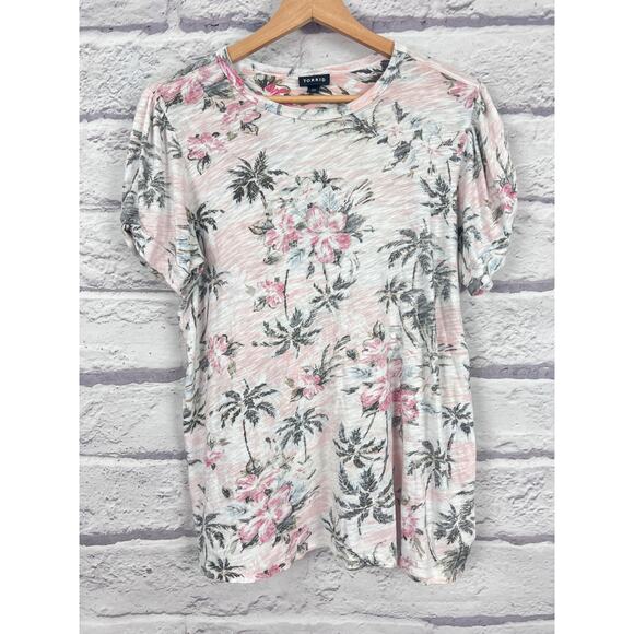 Torrid Womens M (00) Tropical Coastal Resortwear Bloomcore Floral Palm Print Tee - Picture 3 of 9